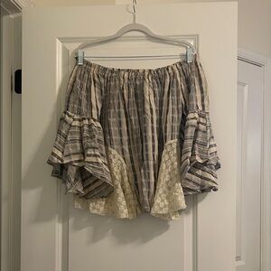 Striped Beige and Blue Women's Shirt